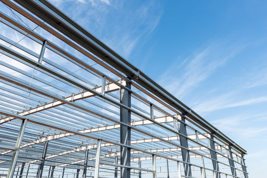 Steel beams at a construction site