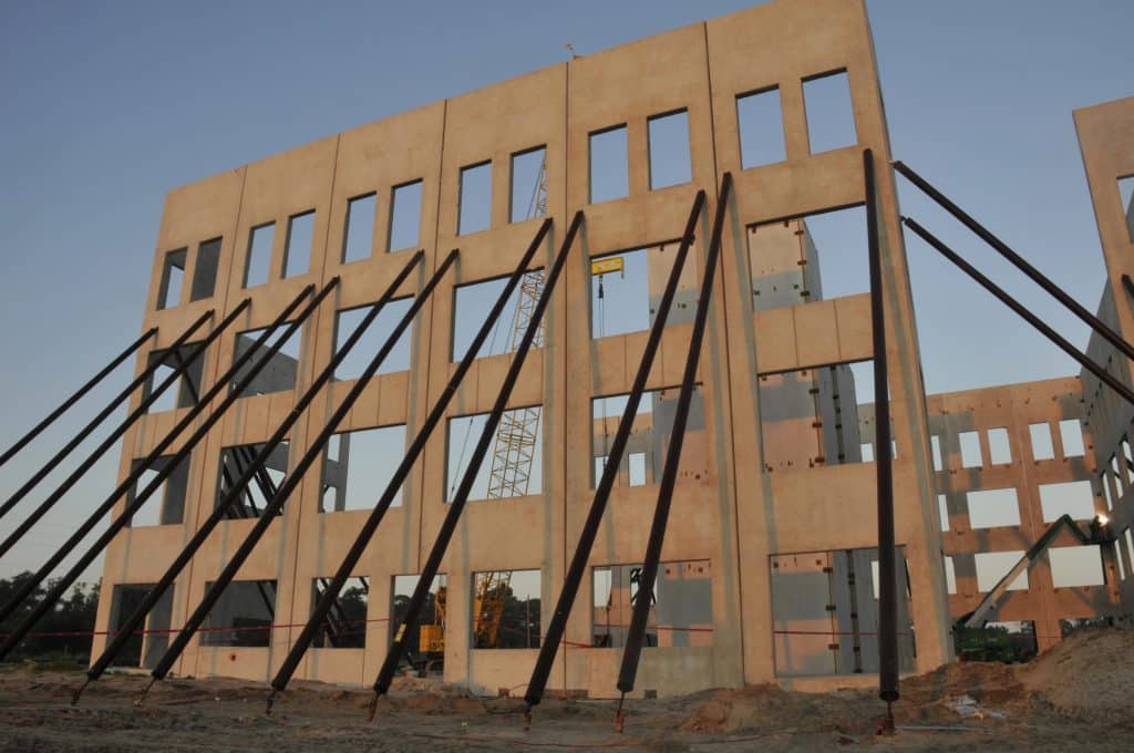 Parrish Medical Center wall going up at a construction site